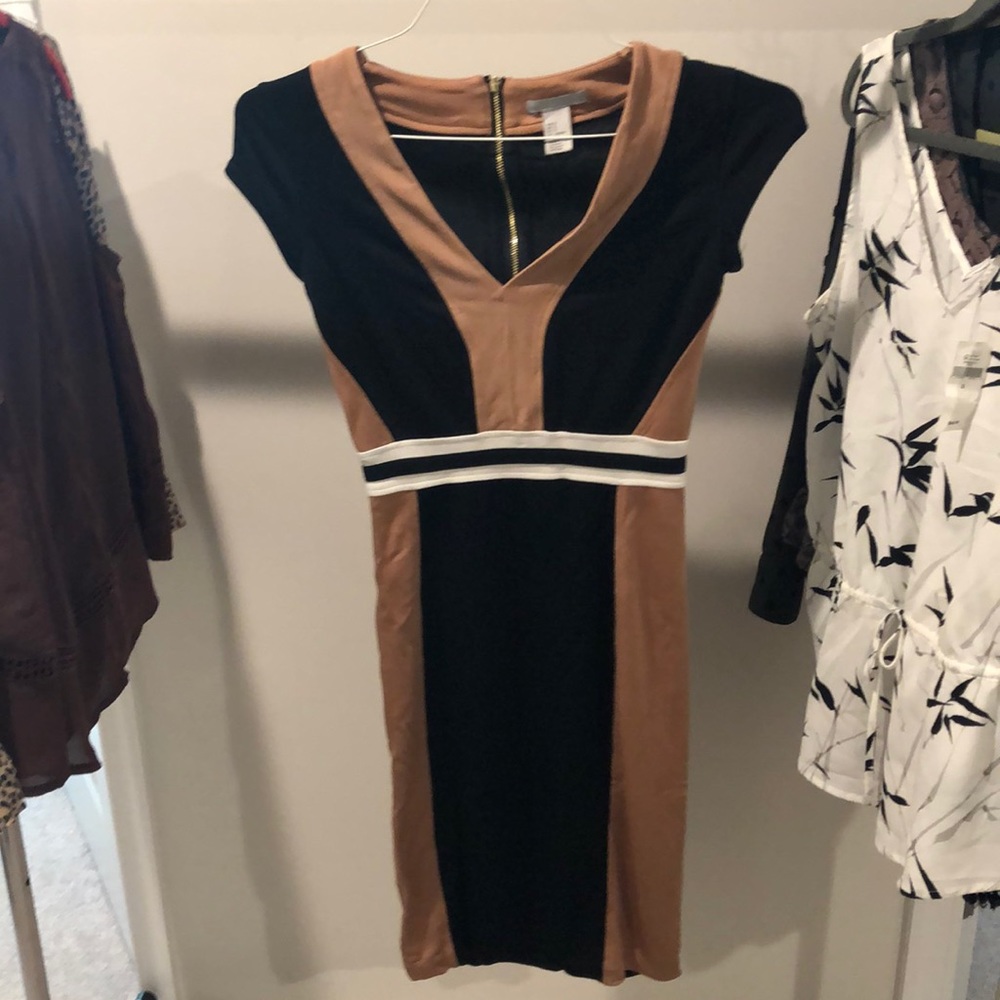 Black tan and white H&M dress